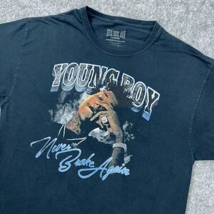 Youngboy Never Broke Again Shirt Mens Large Black Rap Tee Hip Hop Short‎ Sleeve